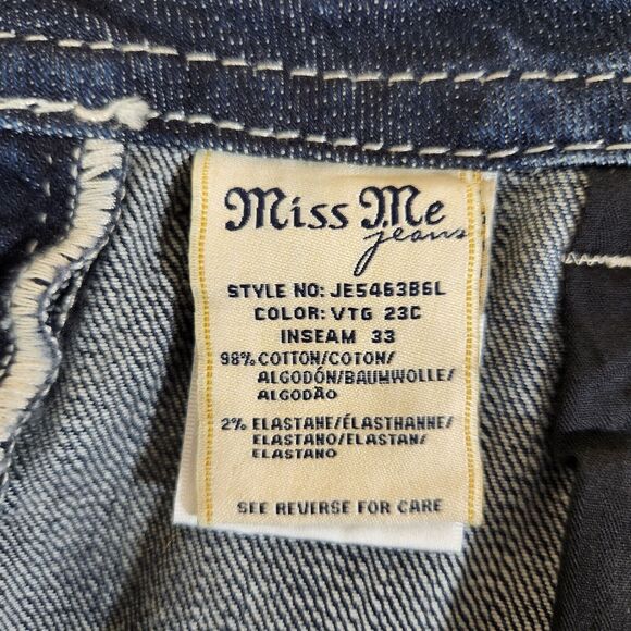 Miss Me Womens Jeans SZ 28 Signature Rise Bootcut Dark Wash Studded Thick Stitch - Picture 5 of 12
